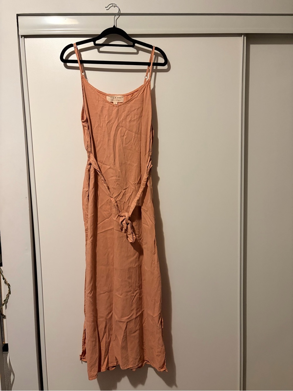 Anthropologie cloth & stone Peach Slip Maxi Dress with Tie Waist